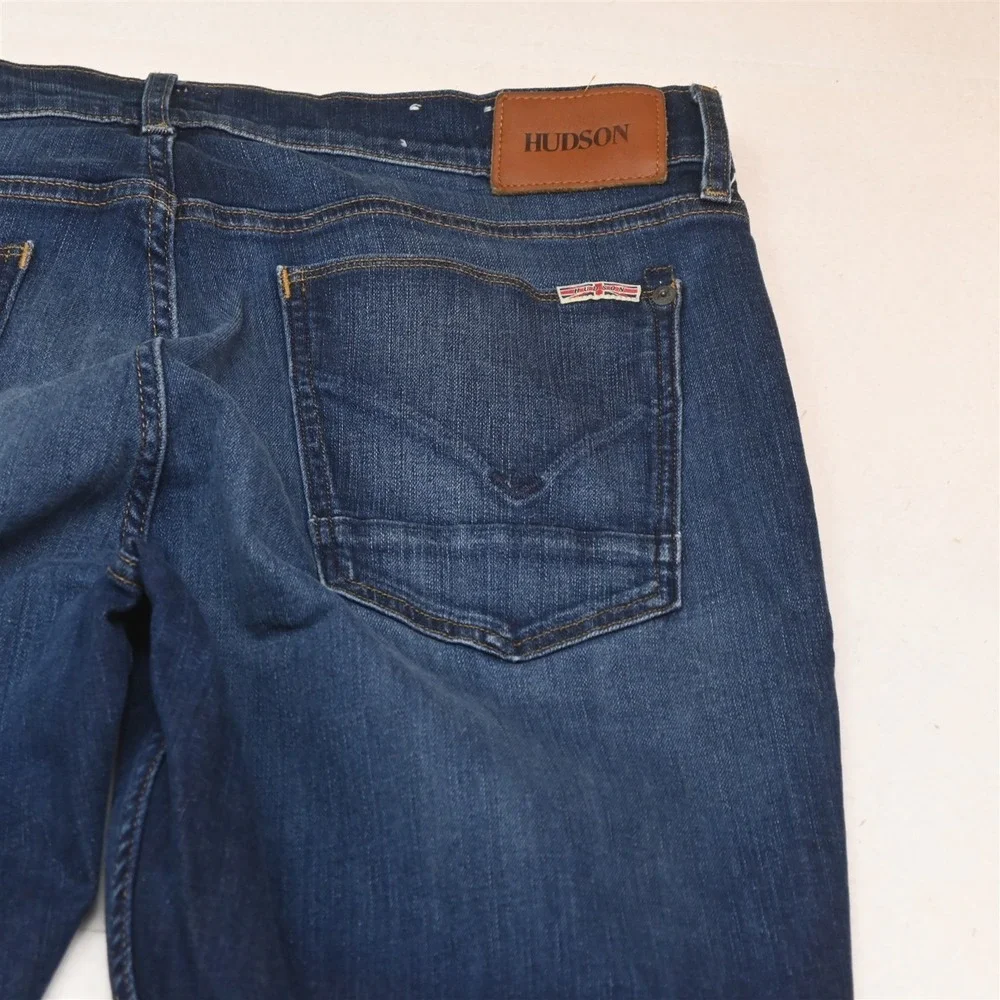 Hudson 38x34 Dark Stretch Denim Blake Slim Straight Mens Jeans